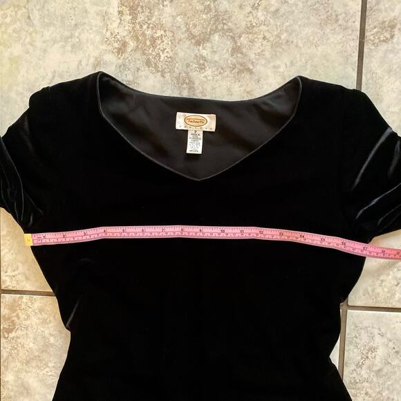 Talbots Vintage Black Velvet 3/4 Sleeve Holiday Formal Gothic Maxi Dress Small - Picture 8 of 10